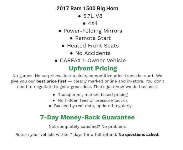 2017 RAM 1500 Big Horn 4x4 Quad Cab 6'4 Box