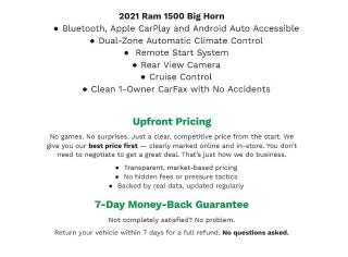 2021 RAM 1500 Big Horn 4x4 Crew Cab 5'7 Box