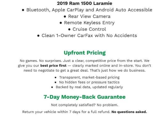 2019 RAM 1500 Laramie 4x4 Crew Cab 5'7 Box