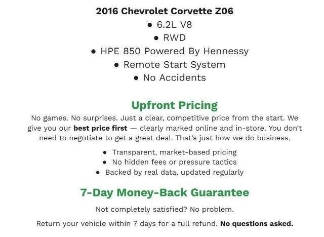 2016 Chevrolet Corvette Z06 2dr Z06 Conv w/2LZ