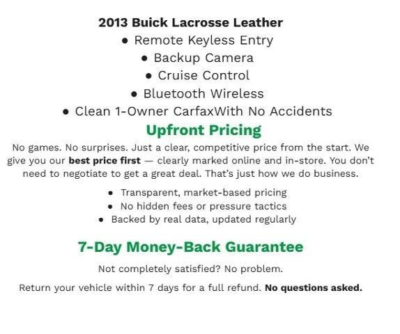 Used 2013 Buick LaCrosse Leather with VIN 1G4GC5E35DF128819 for sale in Appleton, WI