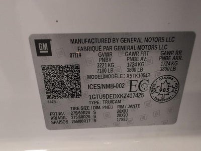 2019 GMC Sierra 1500 4WD Crew Cab 147 SLT