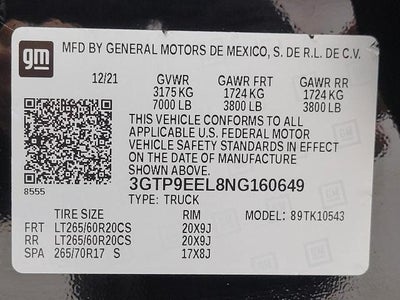 2022 GMC Sierra 1500 Limited 4WD Crew Cab 147 AT4